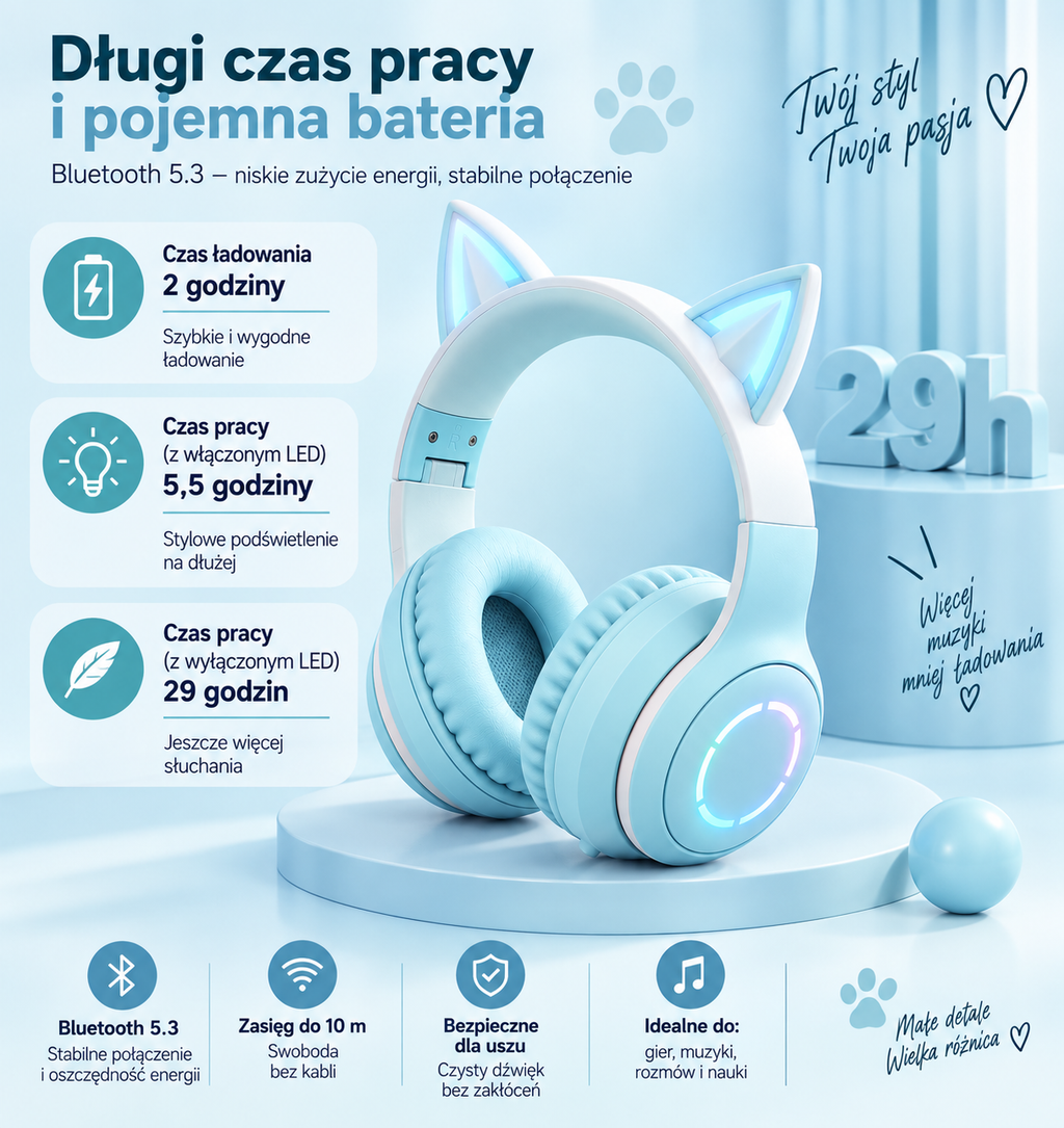 Cuffie gaming Bluetooth con orecchie da gatto e illuminazione RGB 🎧🐱