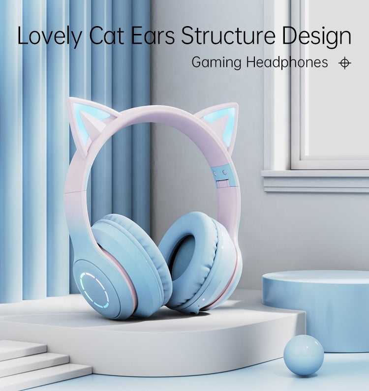 Cuffie gaming Bluetooth con orecchie da gatto e illuminazione RGB 🎧🐱