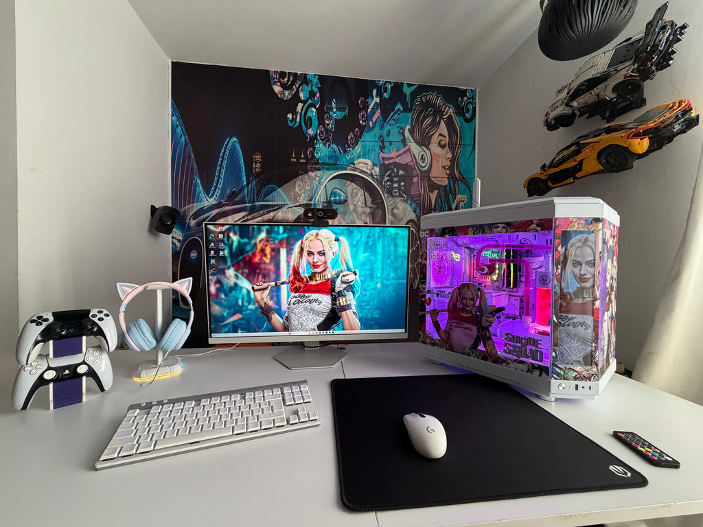 HARLEY QUINN custom pc Ryzen 7 | RTX 5060 | 64GB DDR5 | RAFFREDDAMENTO A LIQUIDO CUSTOM | LCD