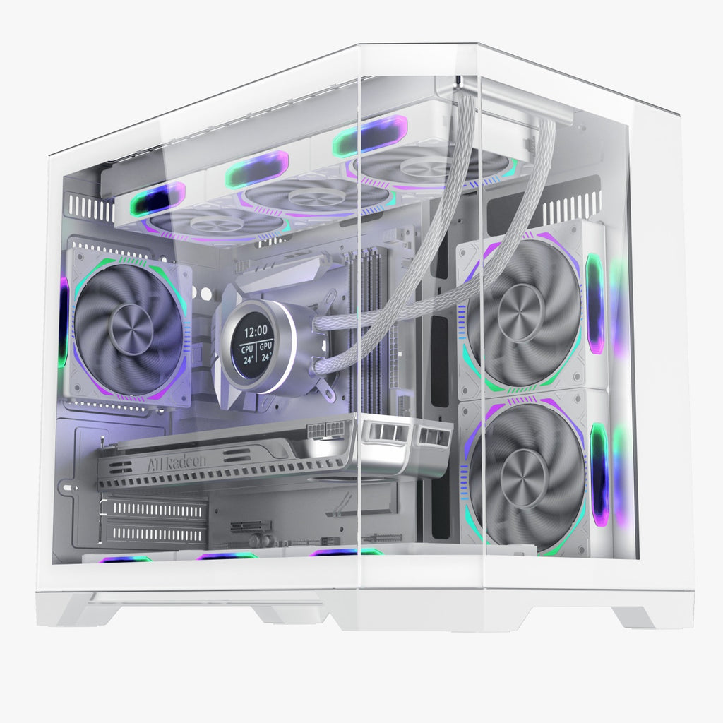 Biała obudowa komputera gamingowego DREAMER PLUS ATX – personalizowana obudowa PC z możliwością wykonania własnego nadruku.Czarna.